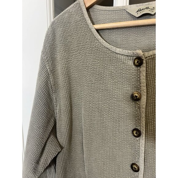 Vintage Eddie Bauer Corduroy Midi Shirt Dress Womens Grey Green size XL.    Hh - Picture 7 of 7